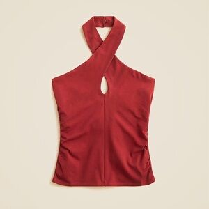 J. Crew stretch cotton Red Halter Blouse